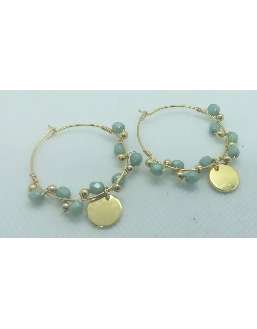 Boucles d'oreilles en perles roses et vertes / Créoles en perles d'eau douce françaises / Fabriquées à la main avec de l'argent sterling Boucles d'oreilles en perles roses et vertes / Créoles en perles d'eau douce françaises / Fabriquées à la main avec de l'argent sterling
