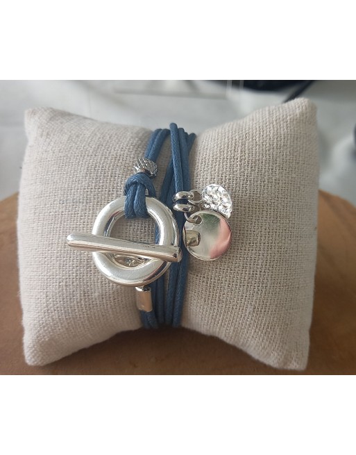 Bracelet Tressé Bleu Avec Fermoir En Argent 925 - Longueur 16 Cm - Occasion (état Proche Du Neuf)